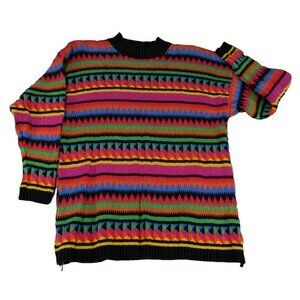 EUC Chaus Sport VINTAGE CREW NECK PULLOVER SKI SWEATER Multicolor Size S s1-8421